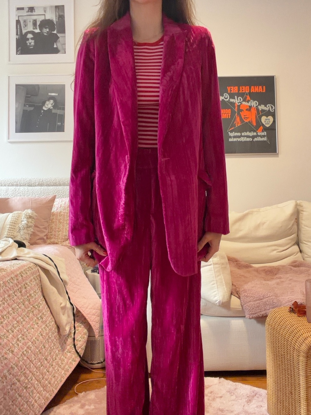 Nasty Gal Hot Pink Velvet Blazer